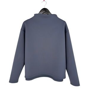 Aday Like a Boss Mock Neck Scuba Pullover Top Blue Gray Large